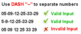 Florida MEGA Millions Win Checker Sample Input